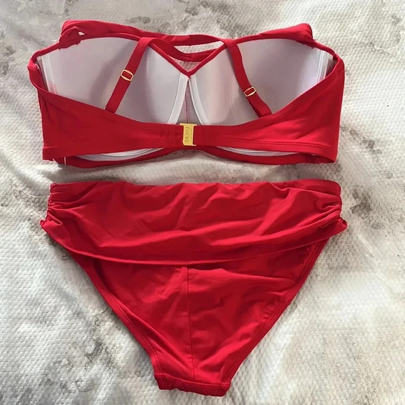 Bleu Rod Beattie Kore Shirred Underwire Bikini Swim Top Side 40D Bottom Size 10 - Picture 5 of 6